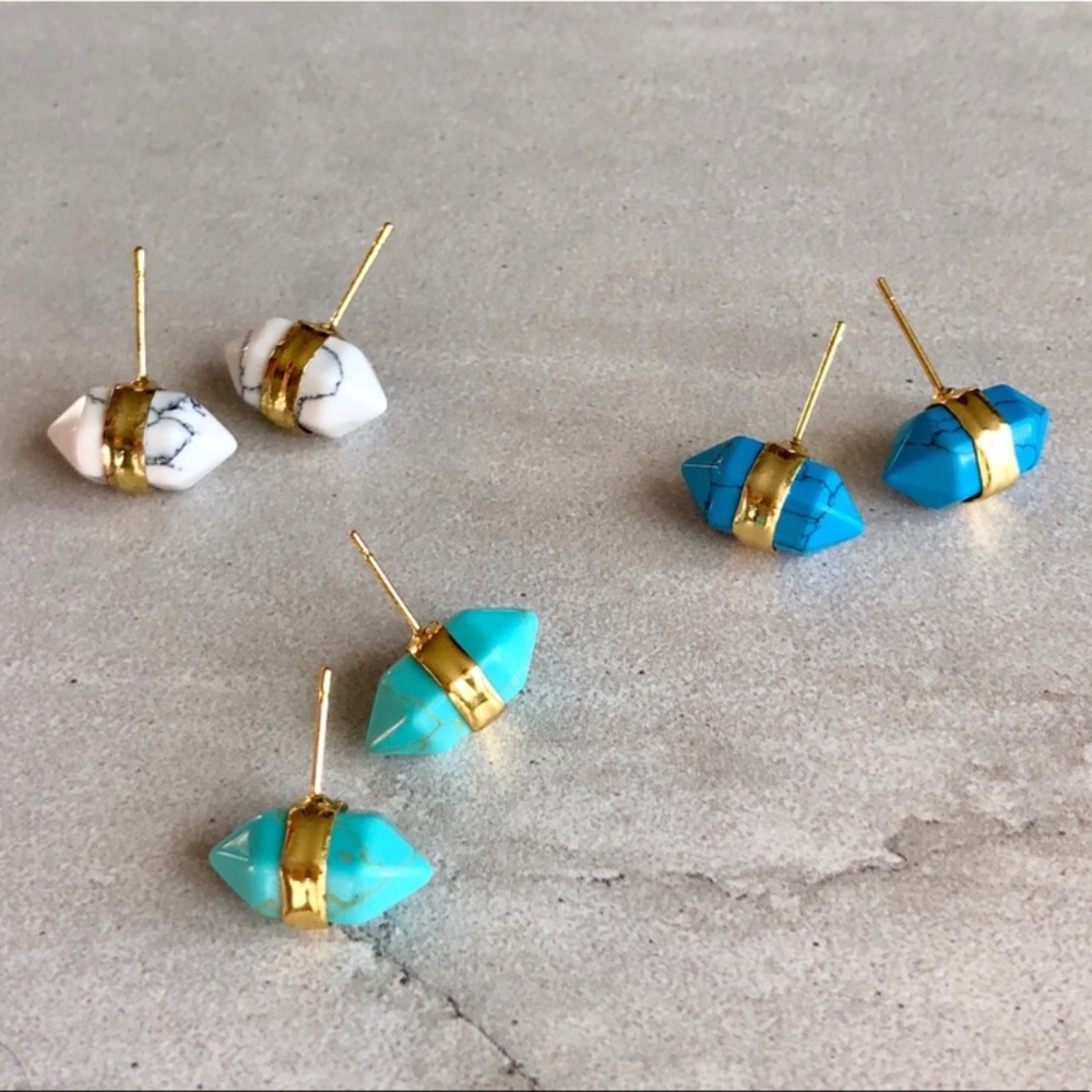 ❗️Last Pair❗️ Marble Natural Stone Stud Earrings - Picture 3 of 7